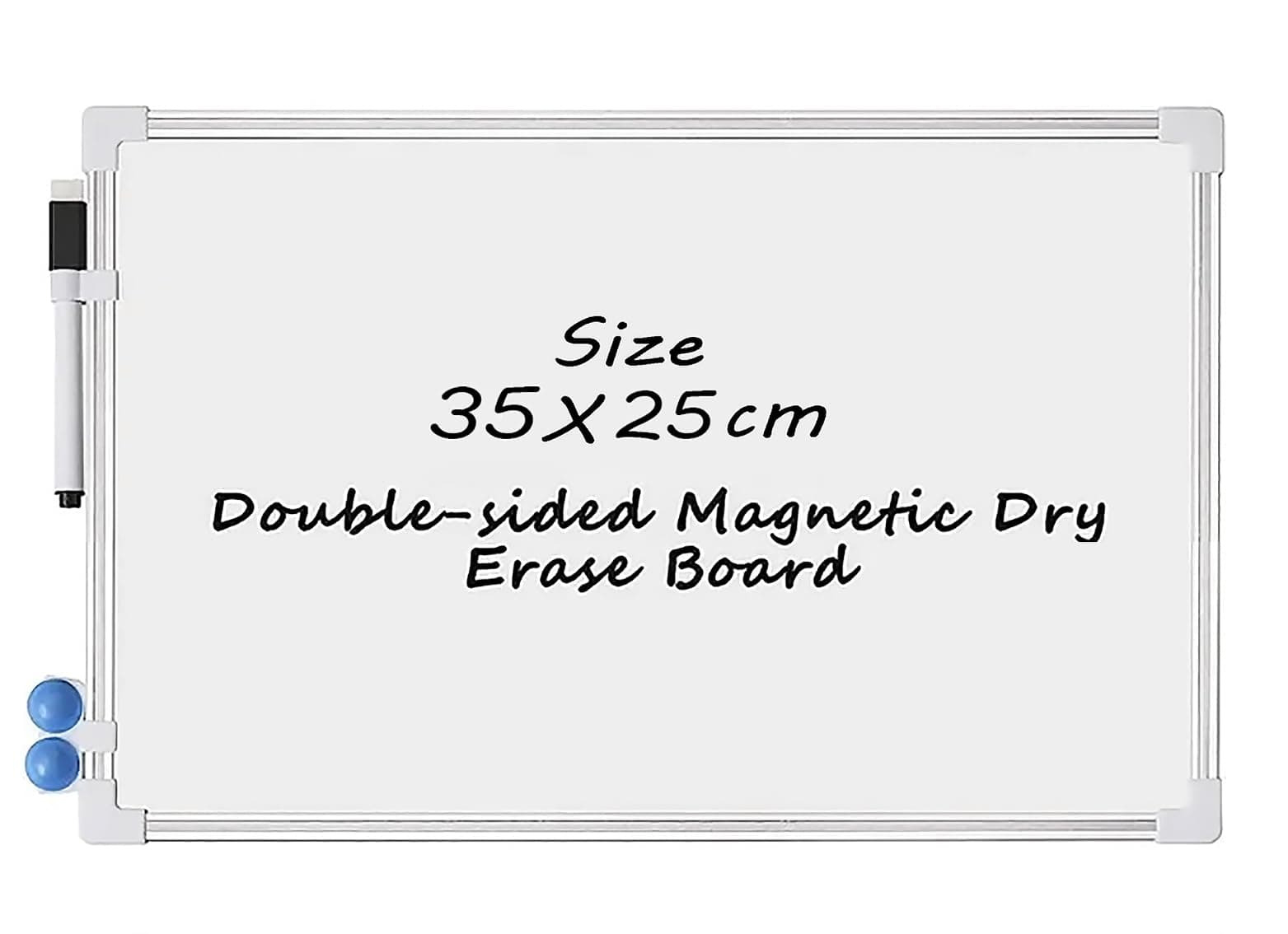 GLUN® 35x25cm White Board Includes 1 Magnetic Marker with top Eraser Connected, Dual Side Useable Board for Kids & Adults, Schools, Home and Office Pack of 1