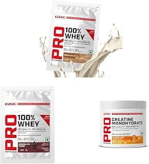 GNC Desi Power Strength Stack | Mawa Kulfi + Chocolate Fudge Whey Protein + Creatine + Electrolytes (Orange) | Strength, Recovery & Hydration Combo