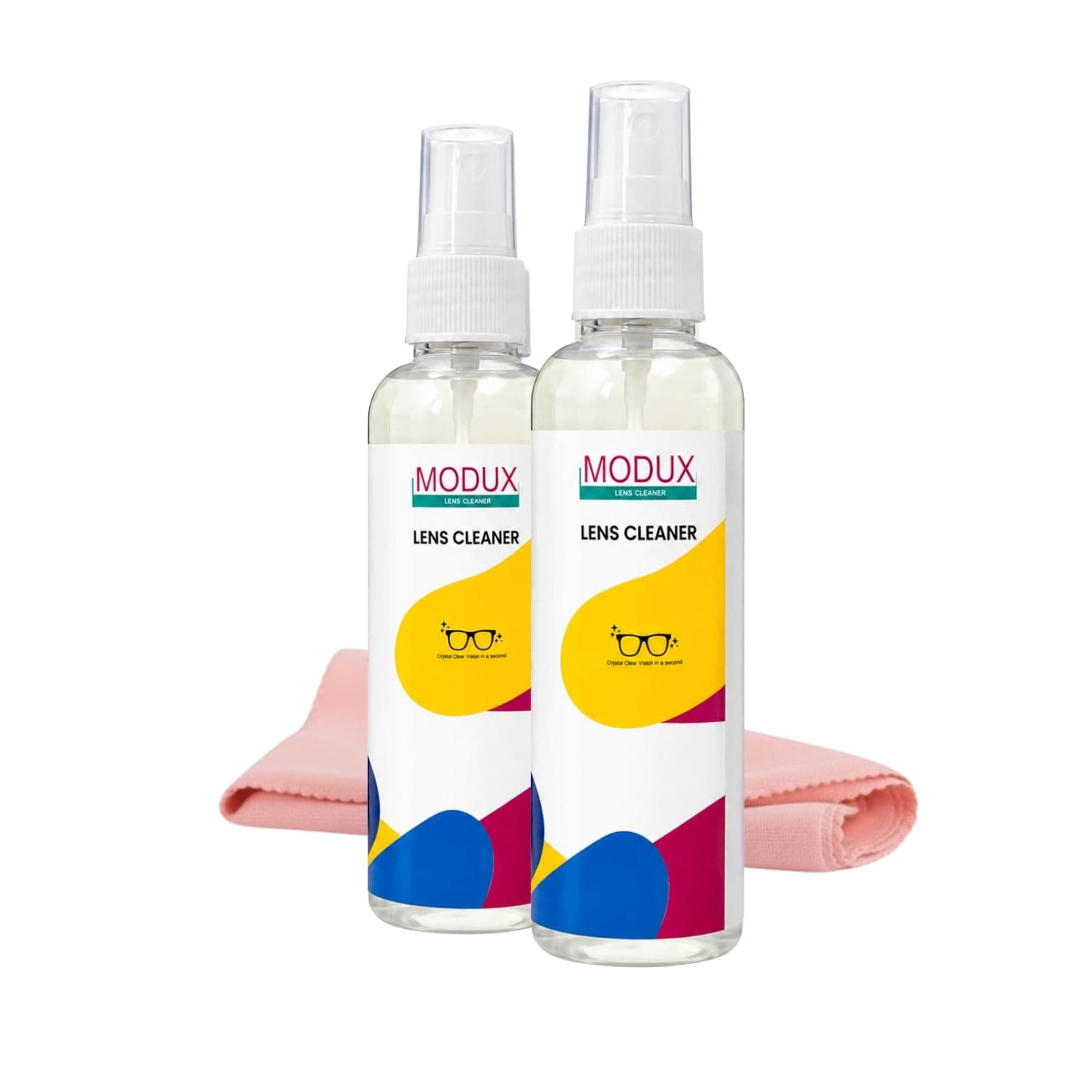 LENS CLEANER for Spectacles, Eyeglasses, Sunglasses, Camera Lenses and Binoculars (2 Bottle with 2 Cloth)