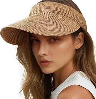 ZURATO Straw Hat Sun Cap for Women,Wide Brim Beach Hat for Women UV Protection Cap,Summer Packable Topper -UPF 50+, Korean Style Ponytail Topless Sun Visor