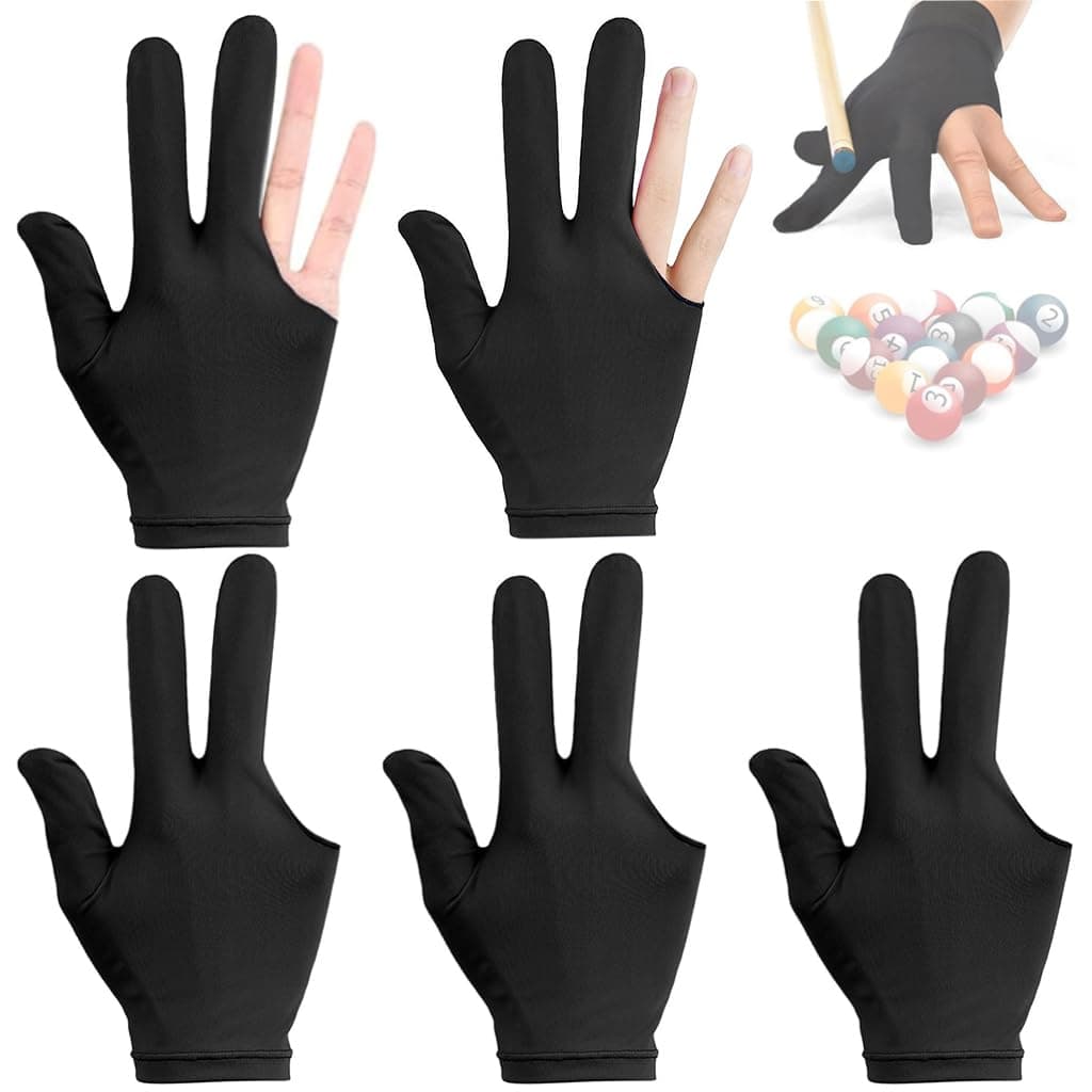 PROBEROS 5Pcs Snooker Gloves, 3-Finger Spandex, Universal Size, L/R Hand | Steady Cue Control, Helps Reduce Hand Friction, Breathable Fabric, Flexible Fit, Easy Hand Wash Care