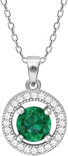 GIVA 925 Silver Forest Green Shining Halo Pendant With Link Chain | Gifts for Girlfriend, Gifts for Women and Girls |With Certificate of Authenticity and 925 Stamp | 6 Month Warranty*