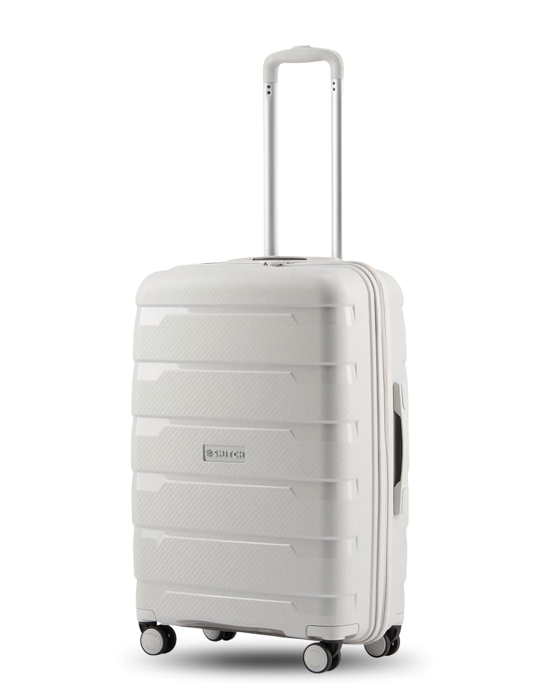 SNITCH Layer Medium Size Light Grey Polypropylene Hard Travel Suitcase - Suitcase Medium Size & Luggage with 8 Wheels, Premium Lock, Wet & Dry Pouch & Free Shoe Bag
