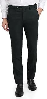 Park Avenue Men Slim Fit Solid Pattern Poly Wool Blend Flat Front Formal Trouser Green