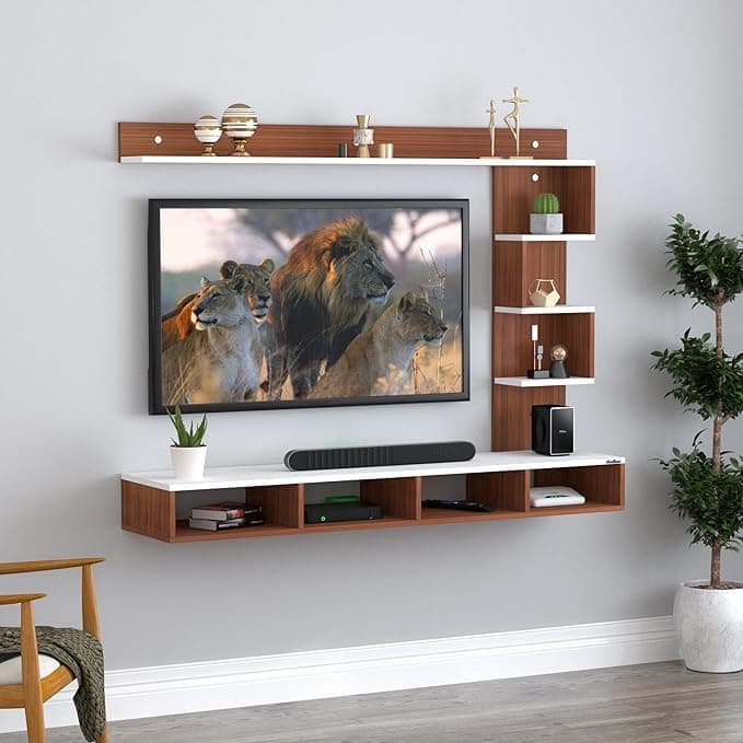 Anikaa Casey Engineered Wood Wall Mount TV Unit/TV Cabinet/TV Entertainment Unit - Ideal for Upto 55" (D.I.Y) (Walnut White)