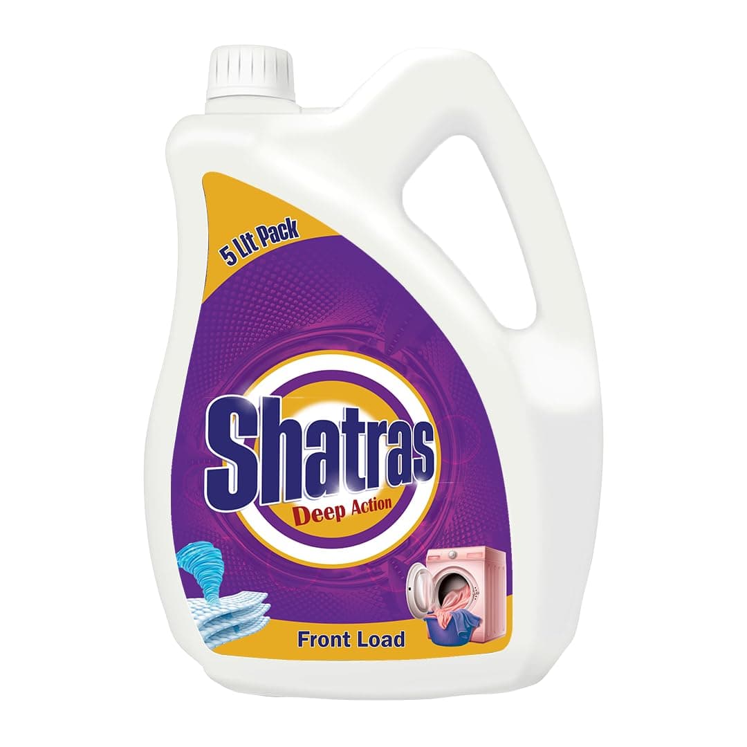 Shatras Deep Action - 5 Liter Front Load Laundry Liquid Detergent | Suitable For Top Load & Front Load Washing Machine | Balanced Ph, Non-Toxic | Liquid For Daily Wash Fabric