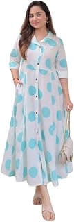 Women's Cotton Floral Printed 3/4 quarter sleeve A-Line printed kurti