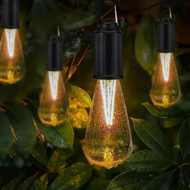 Kh Solar Bulb Rechargeable Camping Hanging Bulb with USB C Cable 3 Mode Adjustable Warm White Light, Decorative Tent Lamp for Traveling, Hiking, Backpacking, Emergency Power Outage Pack of 1