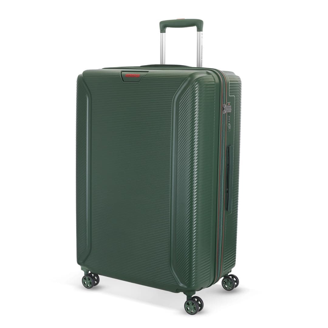 American Tourister Robotech Sport|Large Size Check-in Spinner Trolley Bag (77 cm)|360° 8 Wheel Travel Luggage|Hard Case Polycarbonate Suitcase|Recessed TSA Lock|Dark Green