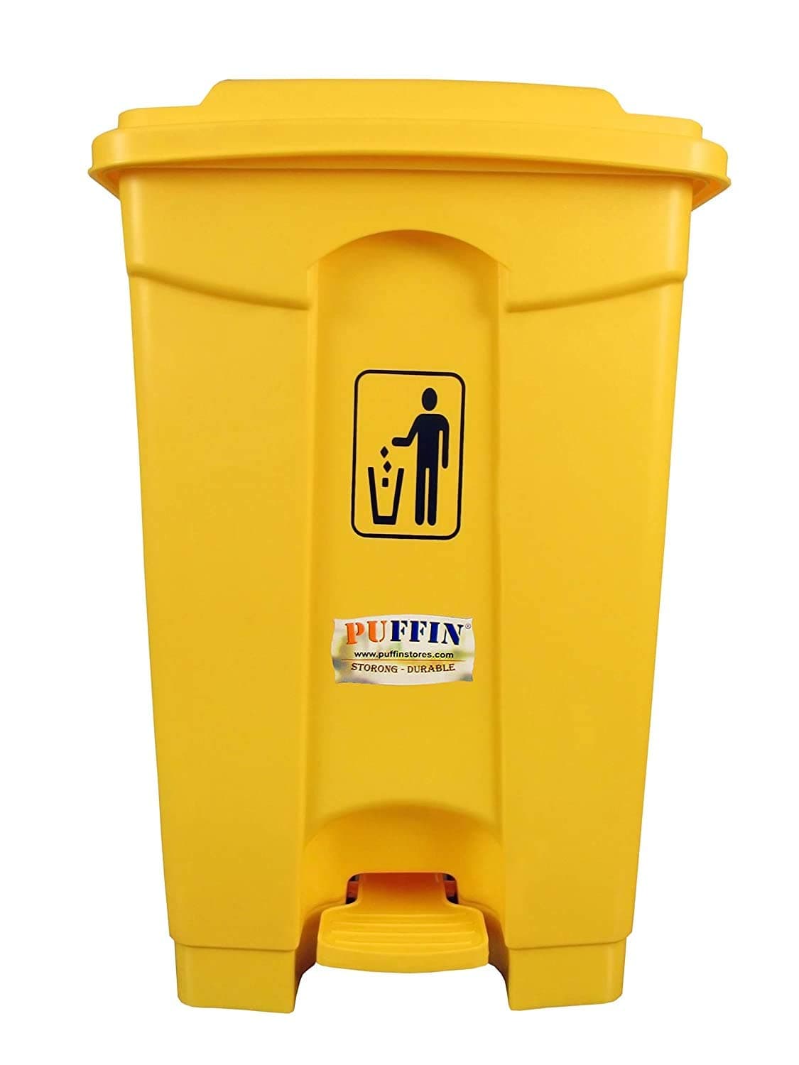 E-WARE Pedal Plastic Dustbin 60 Litre Yellow Color