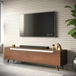 Brito Engineering Wood Floor Standing TV Entertainment Unit Set Top Box Stand/TV Panel Cabinet Panel with Shelves for Books & Décor Display Unit, Upto 75 Inches (Classic Brown & White)