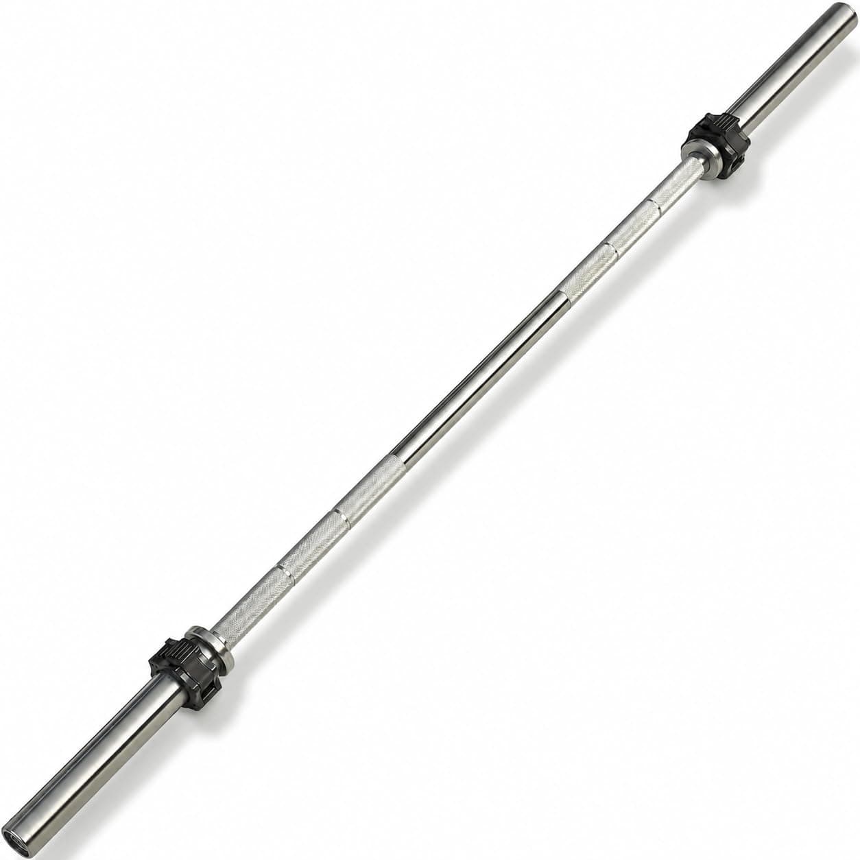 LEEWAY Gym Barbell Rod 6 Feet | 28mm | Solid Steel Chrome Barbells for Plates | Gym Rod with Lock Collars | Weight Lifting Bar for Home Training | Exercise Bar at Home (6 Feet Straight)