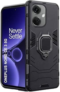 TheGiftKart TPU+PC Tough Armor Bumper Back Case Cover For Oneplus Nord Ce 3 5G | Ring Holder & Kickstand In-Built | 360 Degree Protection Back Case Cover For Oneplus Nord Ce3 5G , Black
