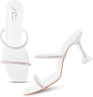 JM LOOKS Women Latest Square Toe Solid Comfortable Sole Kitten Heel Sandals For Womens & Girls