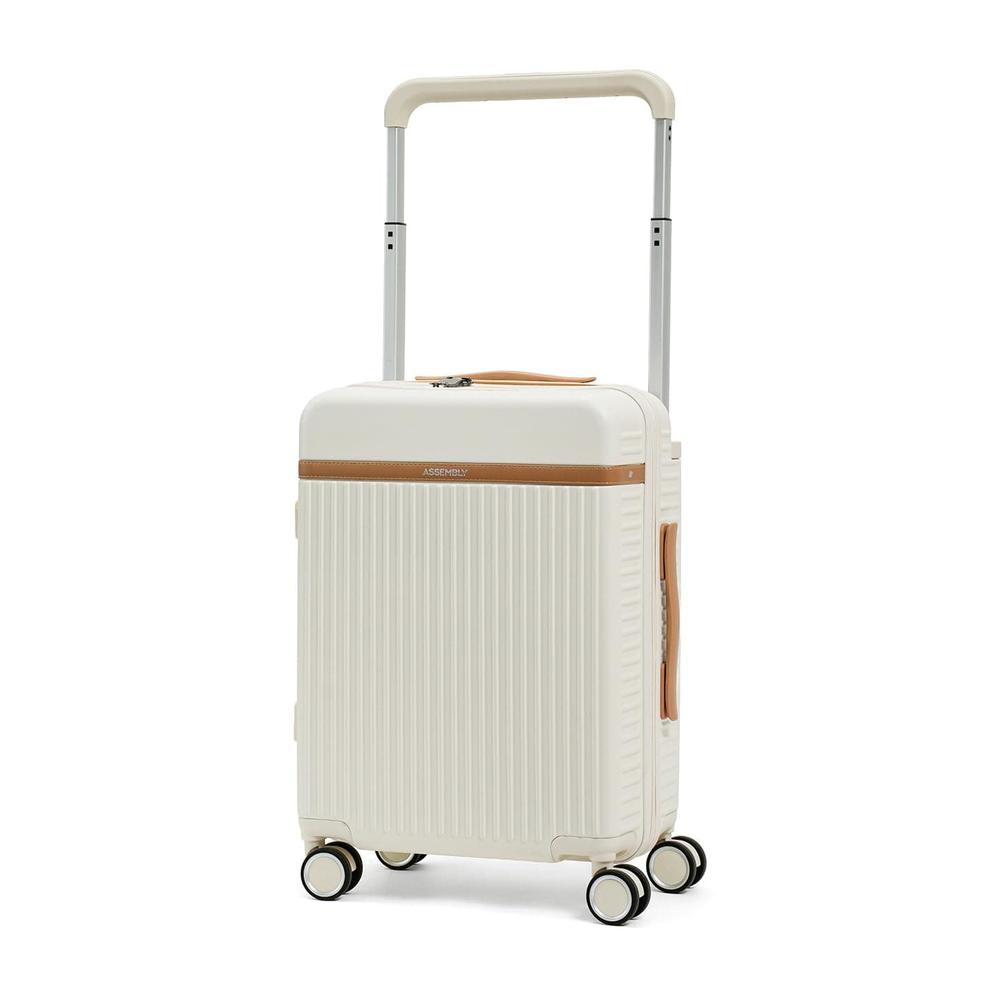 Assembly Rover 20 Inch (55cm) Cabin Trolley Bag Hard Shell Polycarbonate Suitcase Wide Trolley Design with TSA Lock 8 Spinner Wheels Carry On Luggage White