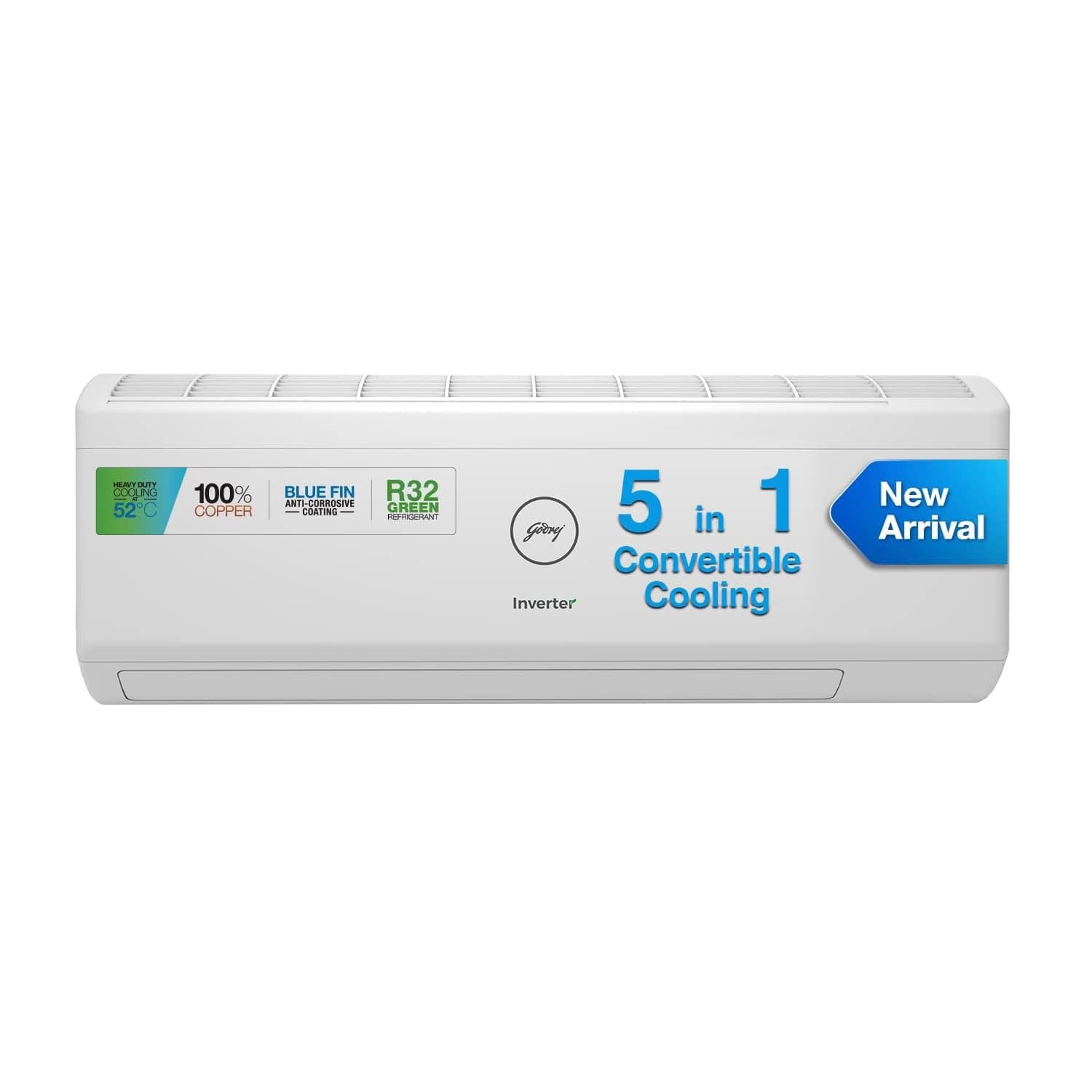 Godrej 2 Ton 3 Star, 5 Years Comprehensive Warranty, 5-In-1 Convertible Cooling, Inverter Split AC (Copper, I-Sense Technology, AC 2T EI 24IINV3R32-WWA Split, White)