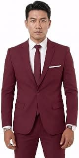 Maroon Blazer for Men, Slim Fit, Cotton Blend, Notch Lapel, Long Sleeve, Solid