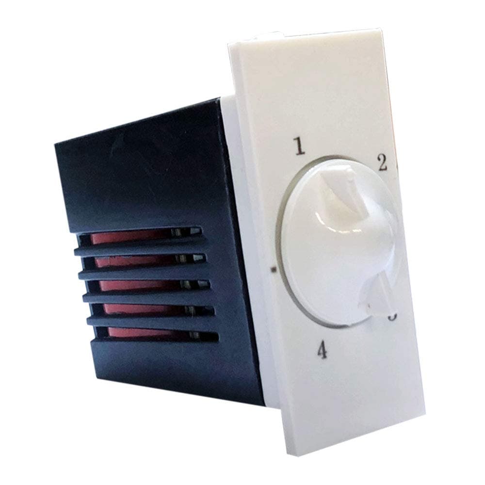 Hi-Plasst 4-Step Modular Fan Regulator (Pack of 1) - 1M Switch Type, Capacitor Based Speed Controller - Silent Electronic Regulator for Ceiling Fans - 100W, 240V - White (5x2.4cm) - Home & Office Use