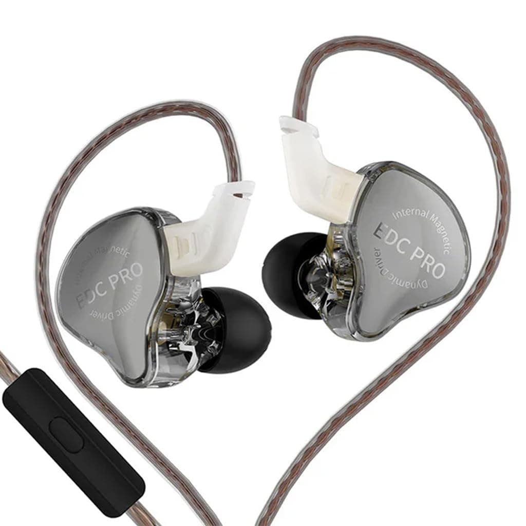 KZ EDC PRO IEM Wired Earphone, HiFi Dynamic Driver (DD) IEM, High-Functioning, OFC Cable, 0.75mm Detachable Cable, 3.5mm Plug for Audiophiles & Musicians. (Black)