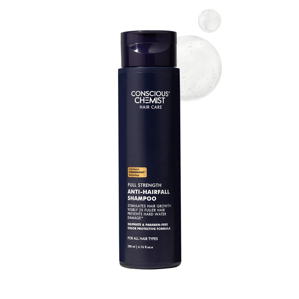 Conscious Chemist® Anti Hairfall Shampoo | Saw palmetto, Yeast Extract, Rosemary OIl & Keratin | 2x Hair Fall Control & 96% Saw New Hair Growth | Hard Water Safe | With StrandBoost™️ Technology | Paraben & SLS Free | For All Hair Types | Women & Men | 200ml