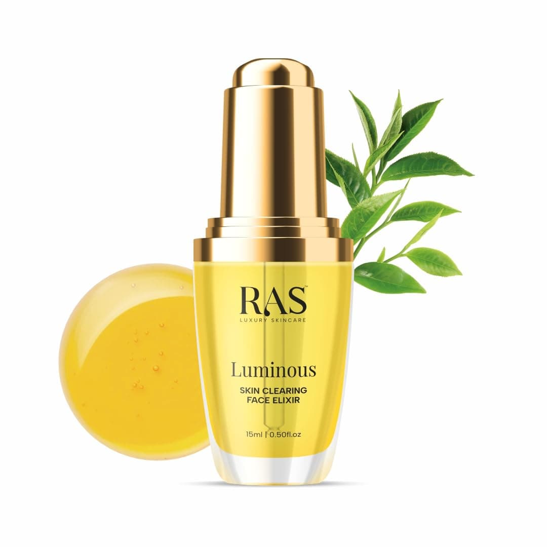 RAS Luxury Oils Luminous Skin Clearing Face Serum for Oily, Acne-Prone Skin | Contains Tea Tree Oil, Neem Oil, Calendula | Reduces Pimples, Dark Spot, Pigmentation | Vegan & Paraben Free | 15ml