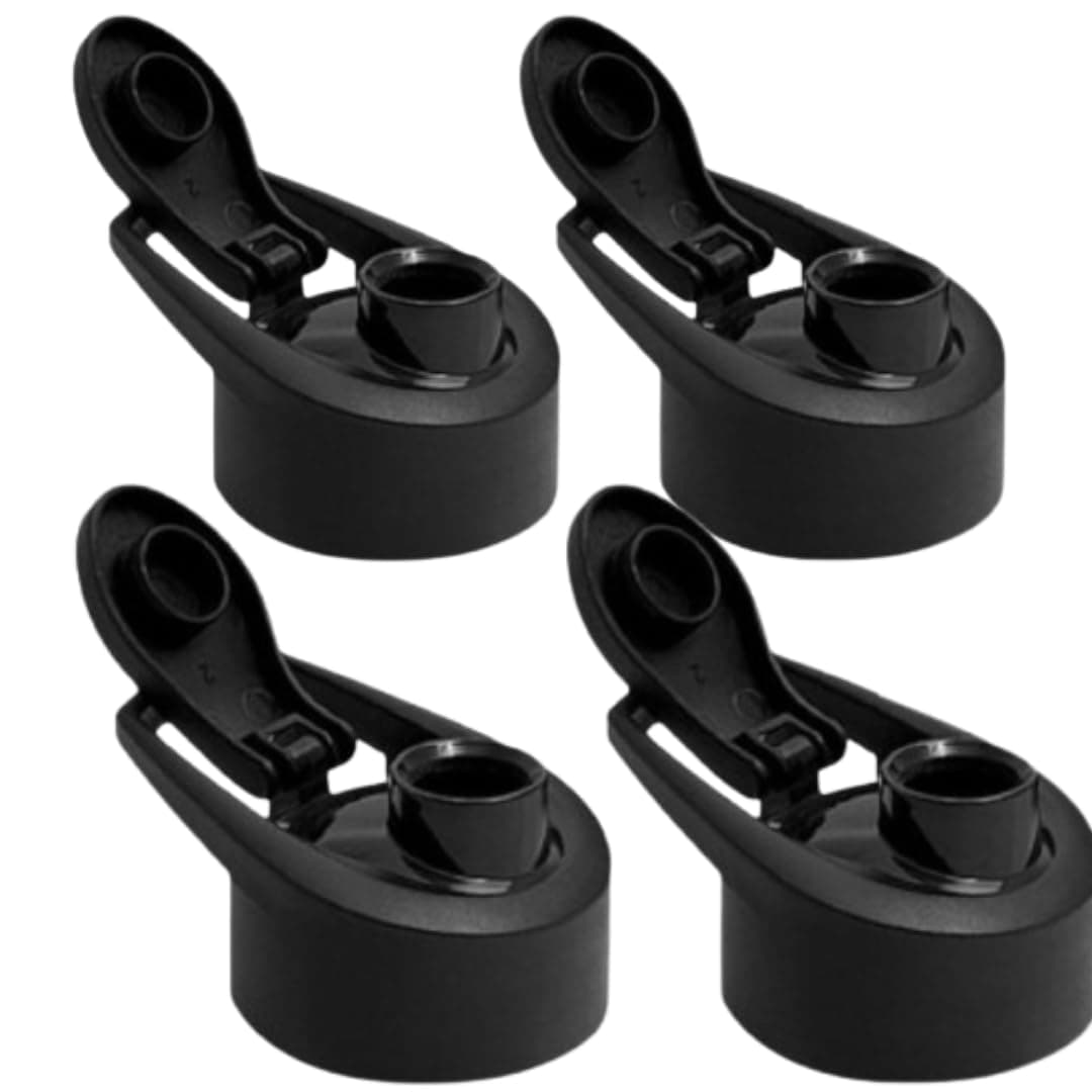 ORENSH 46mm Sipper Bottle Cap Replacement Water Bottle Lid, Black Plastic, Flip-Top Design PACK-4