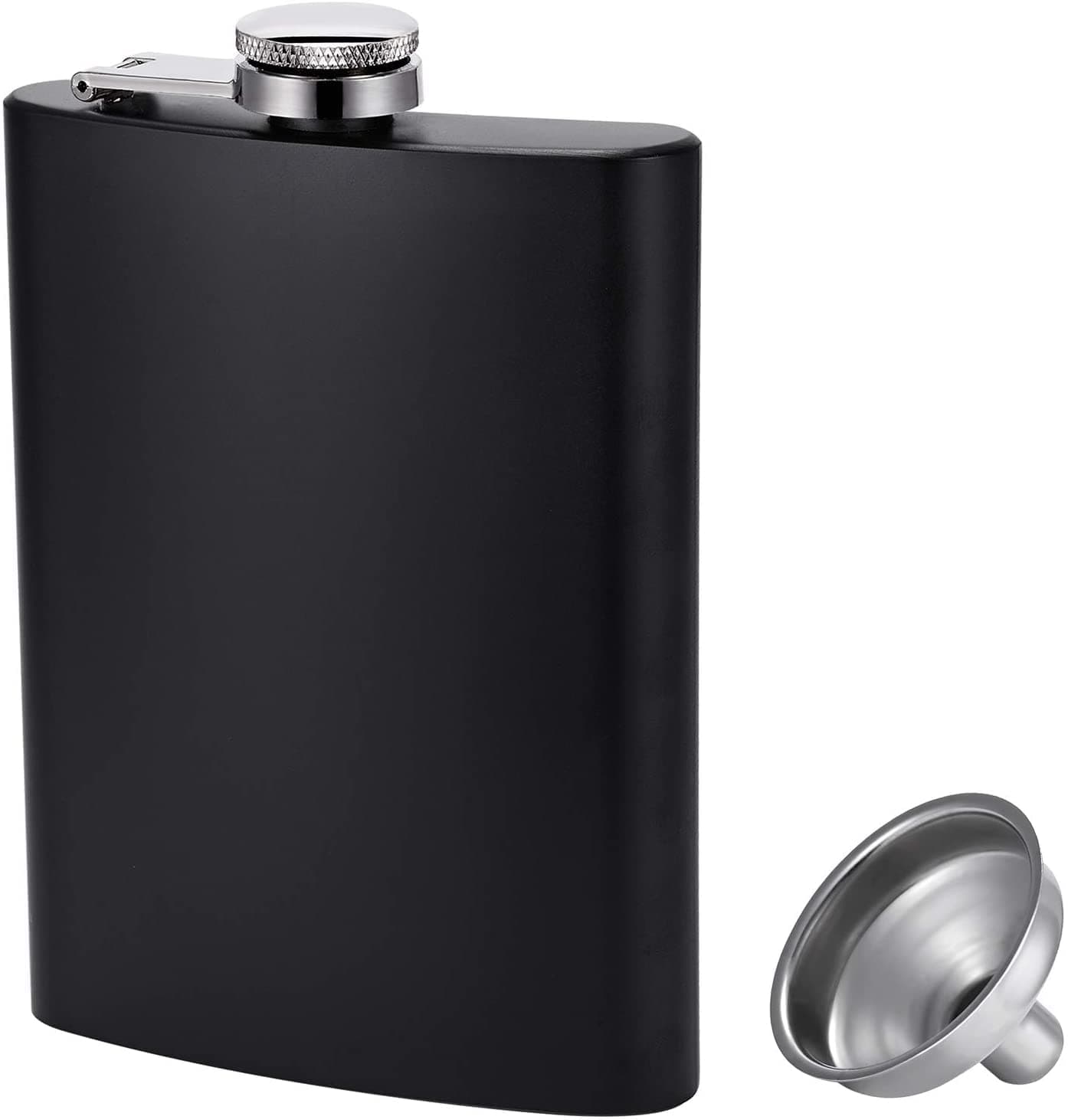 Linist Hip Flask for Liquor Stainless Steel Leak Proof Hip Flask with Funnel Flask Set Men Flask Women Flask Set (Black) (8 Oz) (230 ML)