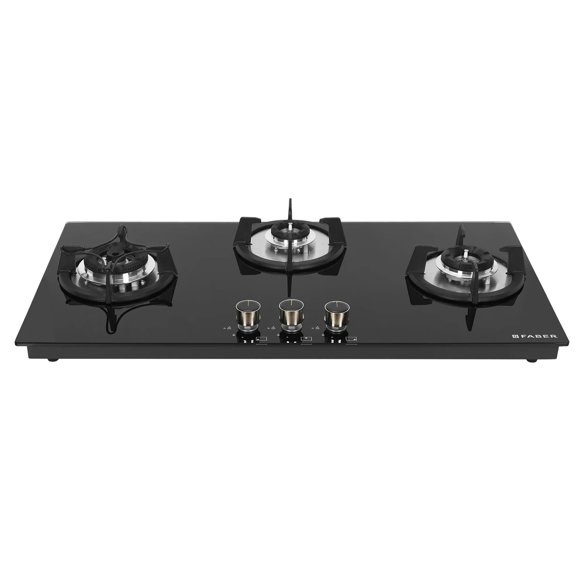Faber Hob 3 Burner | Auto-Ignition | Spillage Proof | HOB SUPERIA HT903 BR AI |Metal Knobs | Pan Support |5 Yr Warranty on Burner & Glass | 1Y Comprehensive