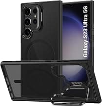 TheGiftKart Hybrid Matte Frosted Back Cover Case for Samsung Galaxy S23 Ultra 5G Compatible with MagSafe | Built-In Stand | ShockProof Hard Cover for Samsung S23 Ultra 5G (PC & TPU, Translucent Black)