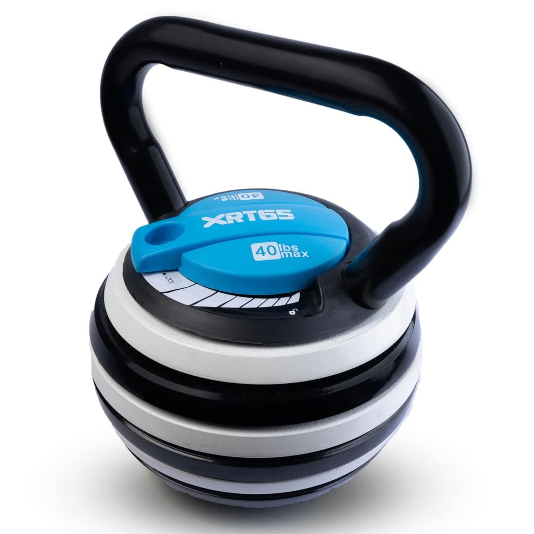 XRT65 Adjustable Kettlebell | Adjustable Weight range of 4.5 KGs to 18.1 KGs | Gym Equipment Set for Home Workout/Physiotherapy | Black and Blue (40 Pound)