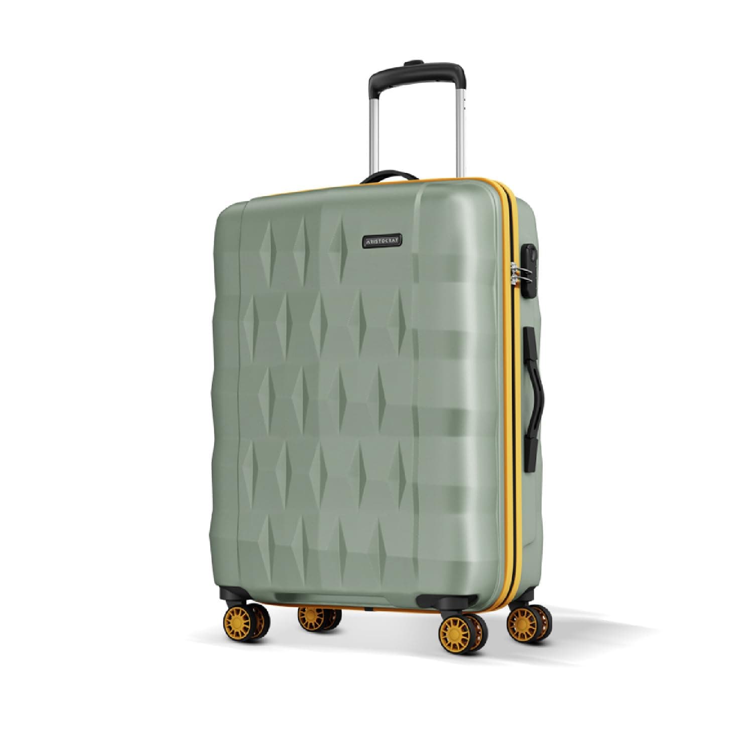 Aristocrat Comet 8 Wheel Check-in (Large Size) Hard Case Trolley Bag | Combination Lock | Tough and Durable Polycarbonate Luggage| 3 Year International Warranty | 76 CM Suitcase for Travel | Green
