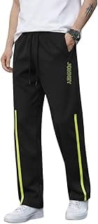 Mack Jonney Men’s Track Pants with Neon Yellow Side Stripe | Regular Fit Gym & Sports Lower | Activewear Training Joggers with Drawstring-M7961