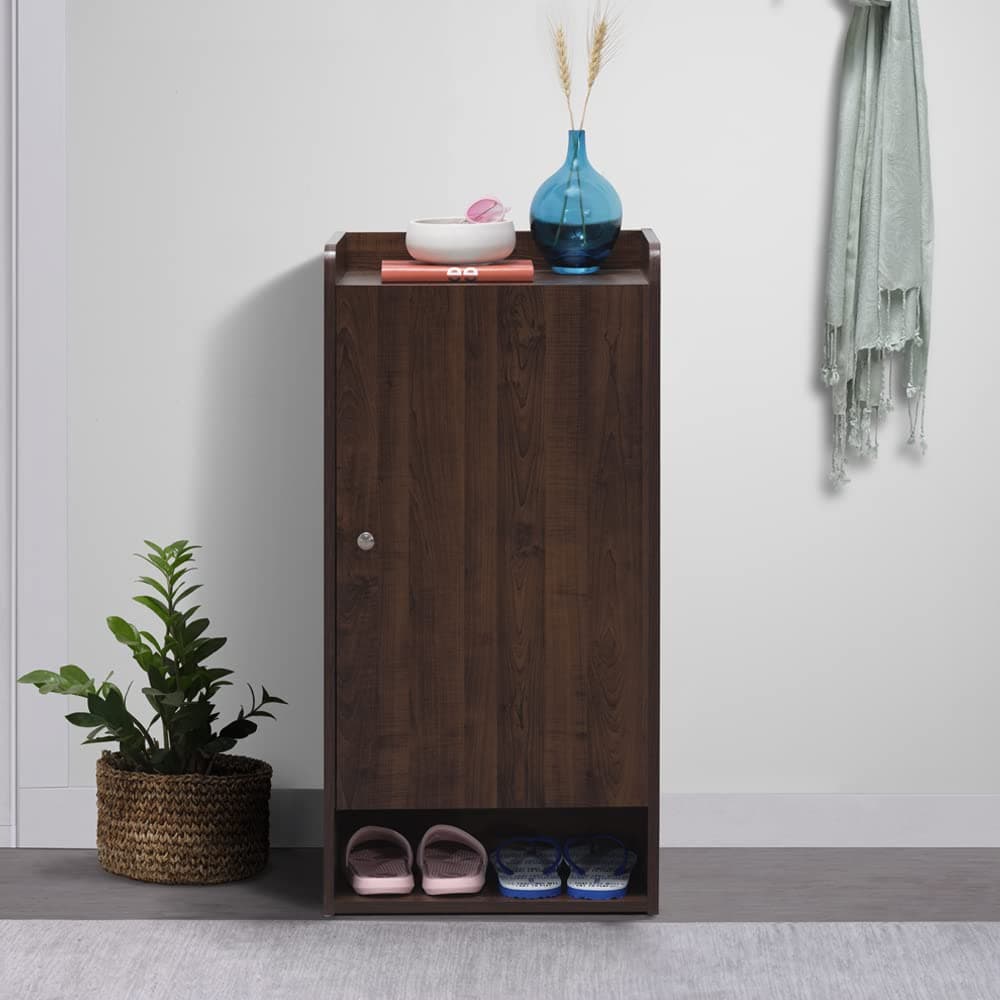 Sleepyhead Footsie Designed by Duroflex - Engineered Wood Vertical Shoe Rack, (1 Door, 10 Pair, Dark Walnut)