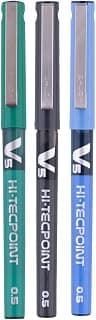 Pilot V5 Liquid Ink Roller Ball Pen - 1Blue + 1Black + 1Green