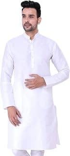 Men's Silk Blend Knee Length Solid Color Style Stright Long Mandrin Collor Ethnic Casual Wear Kurta Only