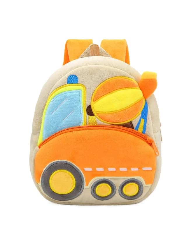 blue tree School Bag for Cute Kids for (1-6 Years), Preschool Soft Plush Bulldozer Truck Unicorn Bag, Mini Cartoon Backpack for Baby Boys and Girls