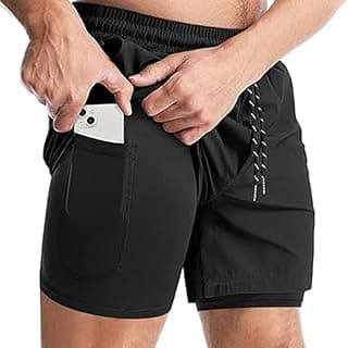 Ameena Store Men’s 2 in 1 Active Dual Shorts with Inner Tights | Double Layer Gym Shorts | Running, Training & Sports Shorts with Pocket Plus Size (S to 6XL)