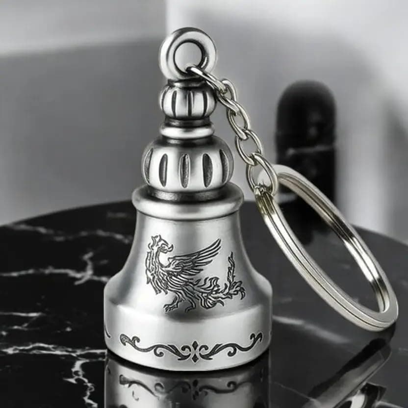 Techpro Guardian Bell KeyChain Tibetan Key Chain Good Luck Key Chain For Bike (Silver Bella)