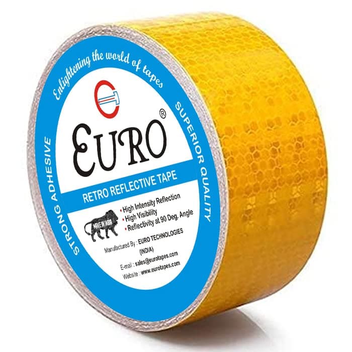 EURO® Retro Reflecting Marking Tape, Conspicuity Tape, Engineering Grade - 2 inches X 16 Feet (Yellow)