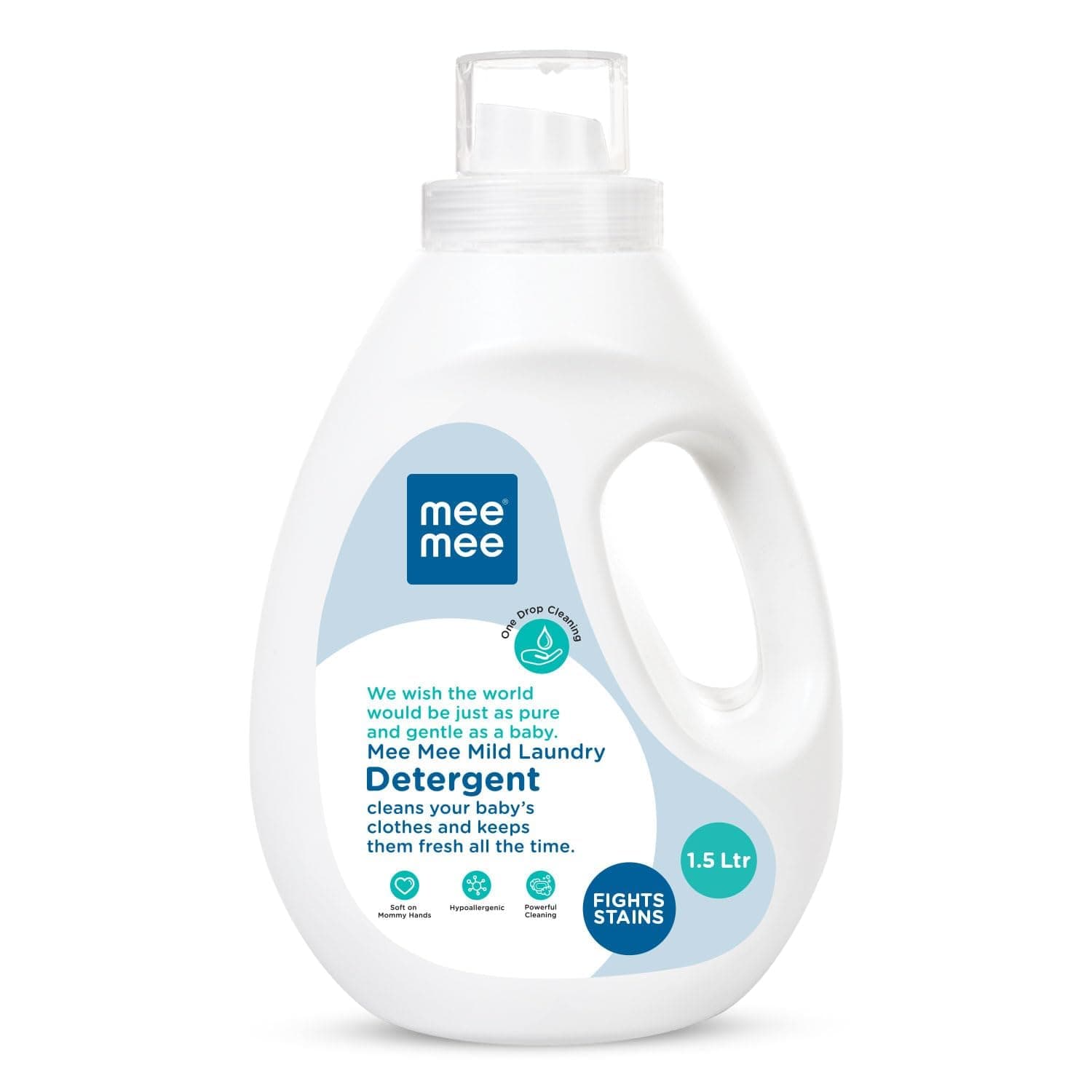 Mee Mee Baby Liquid Detergent 1.5 L | pH Balanced, Free from Harsh Chemicals, Safe for Mother’s Hands & Baby’s Skin | Anti-Bacterial, Removes Stains & Odor with One Drop, Hypoallergenic | Mild Scent