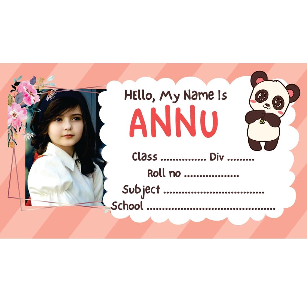 Trifirt Customized Name Slip, Label Sticker, Naming Slip with Your Kids Picture for School Book & Copy (customised 3.5x2 30 pcs)