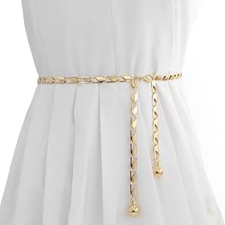 SYGA Women's Geometric Link Waist Chain, Adjustable Kamarband for Sarees, Dresses & Jeans – Free Size
