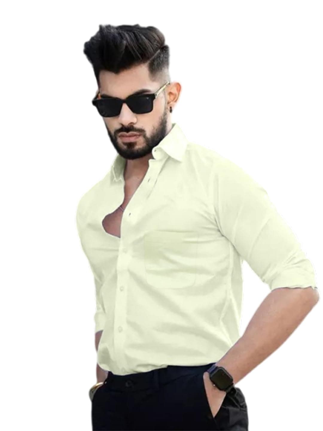 Pinkmint Cotton Spread Collar Long Sleeve Shirt for Men Formal Wear Office Wear Multicolour