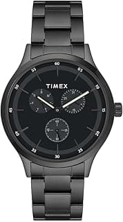 TIMEX Analog Watch for man with Black Round Dial & Black Stainless Steel Bracelet Band Water Resistant Men's Wrist Watches - TWHG03SMU17