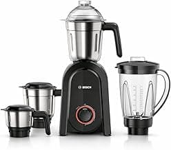 Bosch CosMixx Pro 1000W Mixer Grinder | German Engineering for Powerful & Ultra Fine Grinding | 4 Leak Proof Jars including Blender Jar | 22000 RPM Heavy Duty Motor | Overload Protection 【MG8714C4KI】