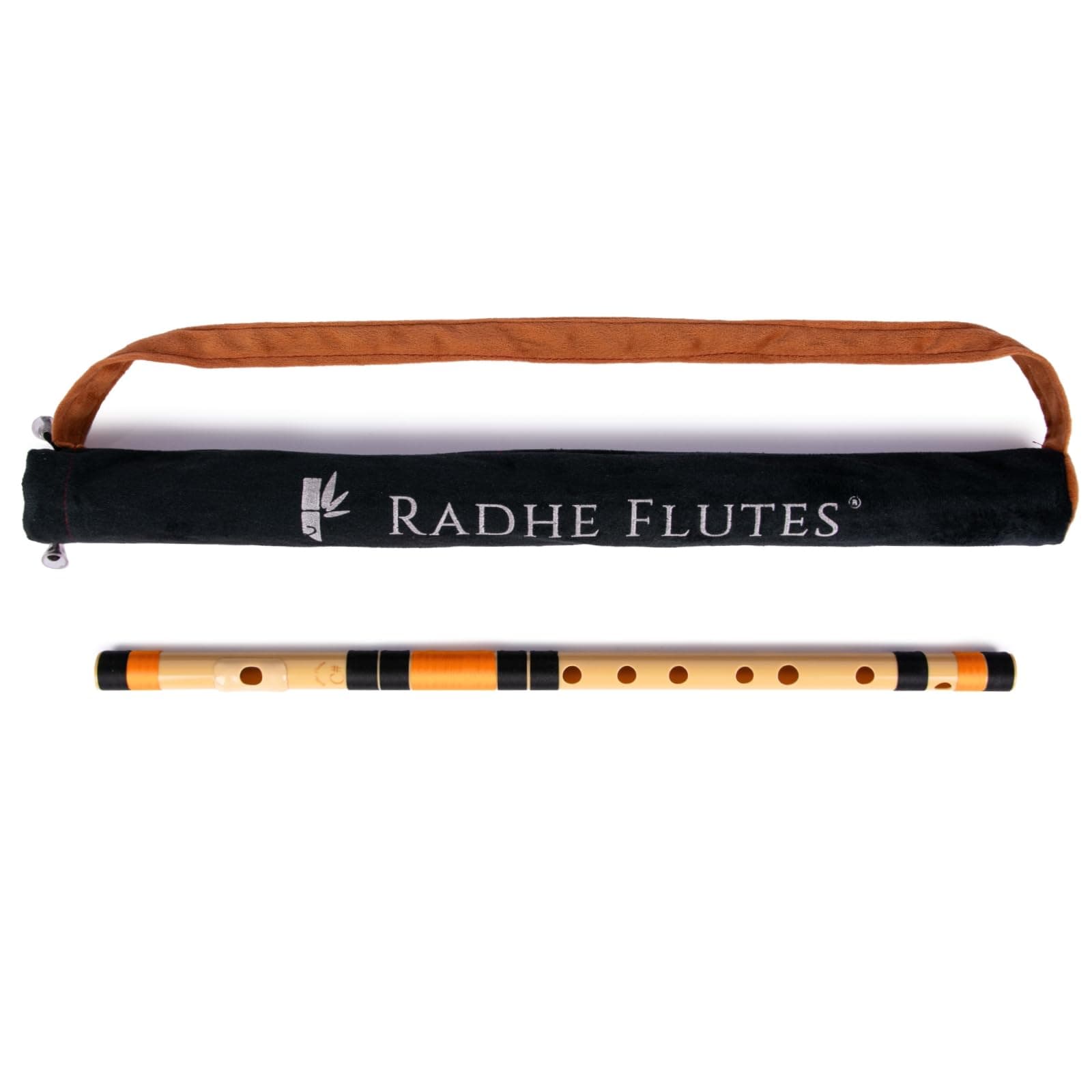Radhe Flutes | PVC Fiber | C Sharp | Right Handed | Black & Orange Threads | Assorted Colours for Velvet Cover + Complete Flute Beginners Online Course In Hindi and English