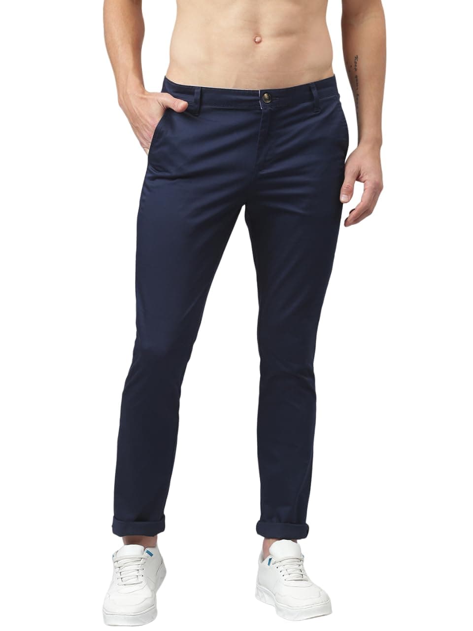 Thomas Scott Men's Classic Slim Fit Easy Wash Mid-Rise Chino Pant (Navy, 36)