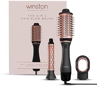 WINSTON 4 in 1 Hair Styling Blow Brush Grey – Blow Dryer, Curling Iron, & Volumizing Brush with Adjustable Heat Versatile Hair Tool - 1 Year Warranty (Grey)