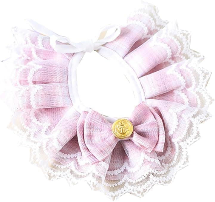 PSK PET MART Adjustable Pet Festival Accessories Fancy Dog Collar for Puppy and Kitten Lace ScarfCostume for Pet Decoration, Ideal Gifts and Decoration for Cats and Dogs (Large, Pink)