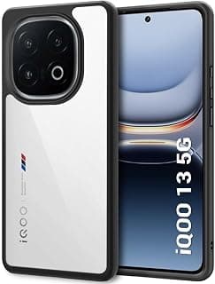TheGiftKart Ultra-Hybrid Shockproof Back Cover Case for iQOO 13 5G | Camera Protection Bump | Hard Back Cover Case for iQOO 13 5G (PC & TPU, Transparent Crystal Clear Back, Black Sides)